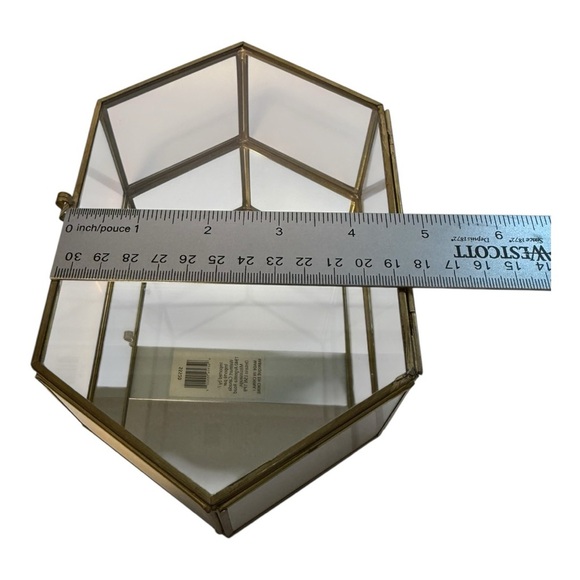 Anthropologie | Hexagon Gold & Glass Trinket Box With Hinged Lid - Picture 7 of 11